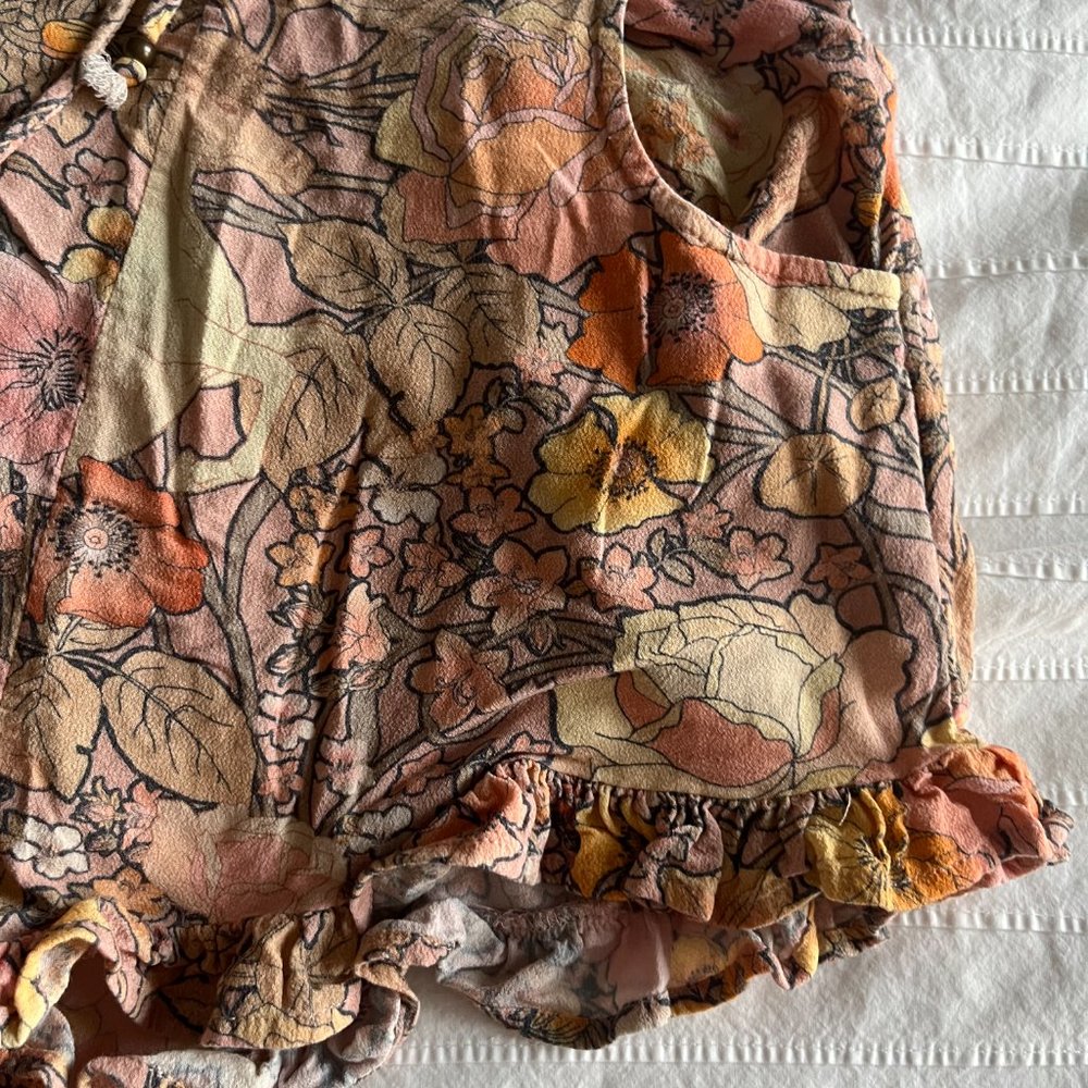 Spell Floral Ruffle Hem Shorts in Pink, Yellow & Orange - Picture 2 of 7
